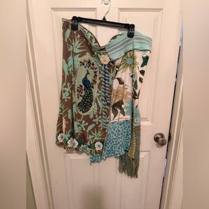 Elegant Peacock and Floral Skirt